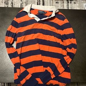 Polo Ralph Lauren Blue & Orange Striped Rugby Jersey